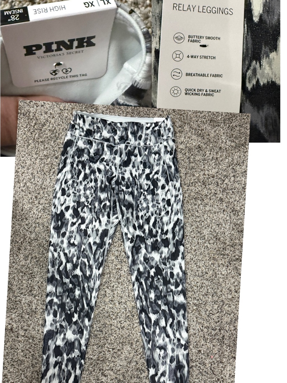 PINK Victoria's Secret leopard -Print shimmer Women’s POCKET Leggings